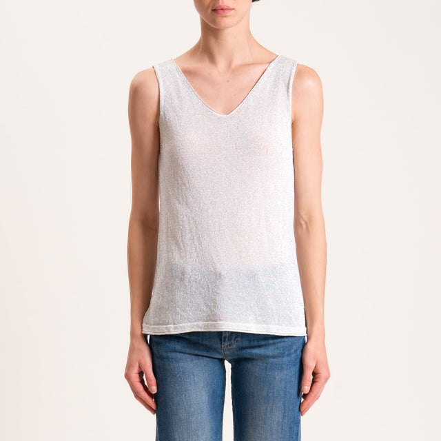 Zeroassoluto-Top in lurex taglio vivo - platino