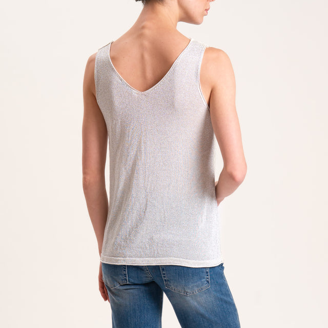 Zeroassoluto-Top in lurex taglio vivo - platino