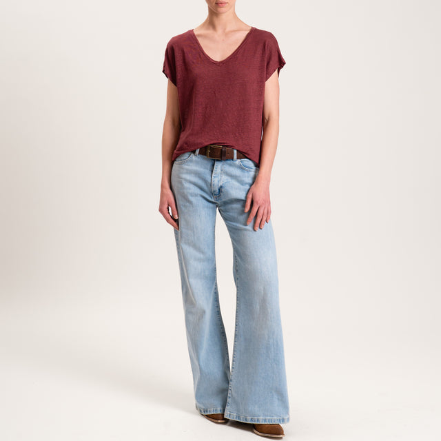 Zeroassoluto-T-shirt scollo V in lino - india