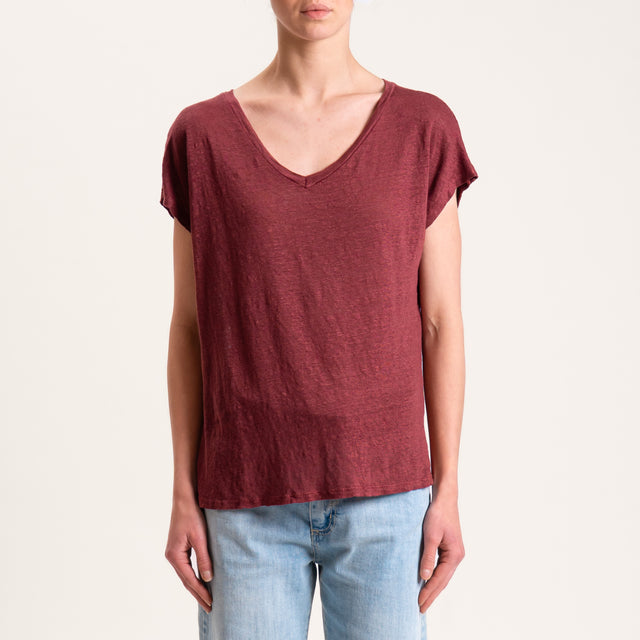 Zeroassoluto-T-shirt scollo V in lino - india