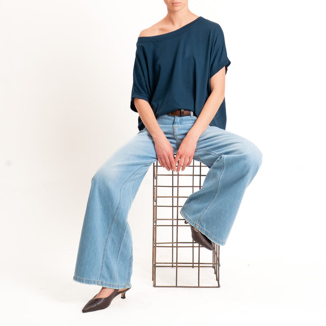 Zeroassoluto-T-shirt scatola in cotone - blu