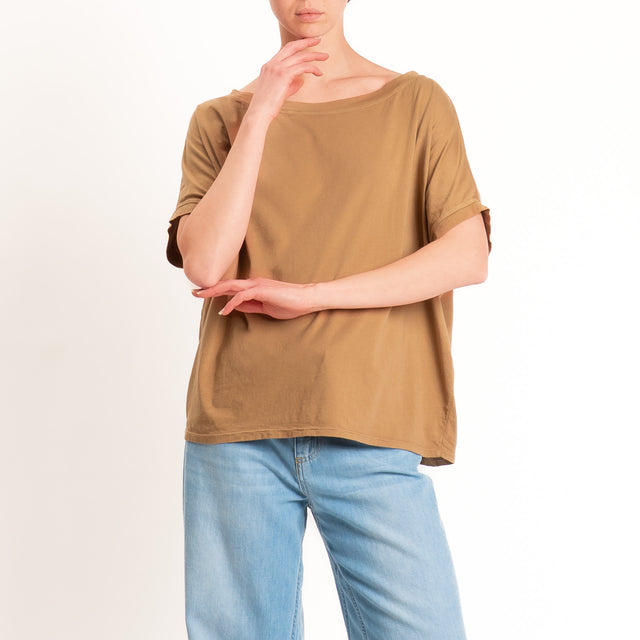Zeroassoluto-T-shirt scatola in cotone - cuoio