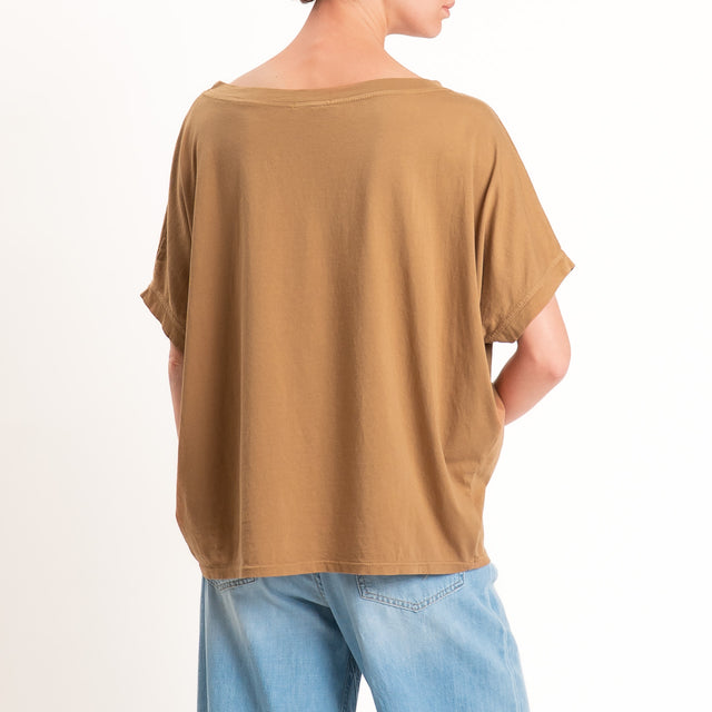 Zeroassoluto-T-shirt scatola in cotone - cuoio