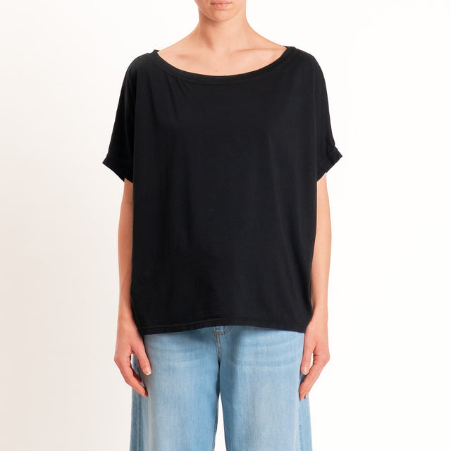 Zeroassoluto-T-shirt scatola in cotone - nero