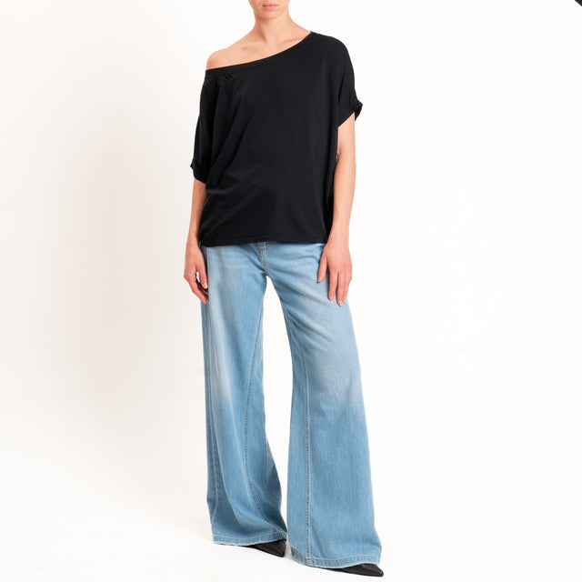 Zeroassoluto-T-shirt scatola in cotone - nero