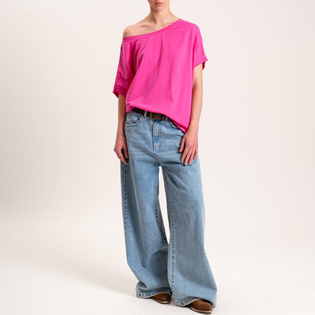 Zeroassoluto-T-shirt scatola in cotone - fucsia