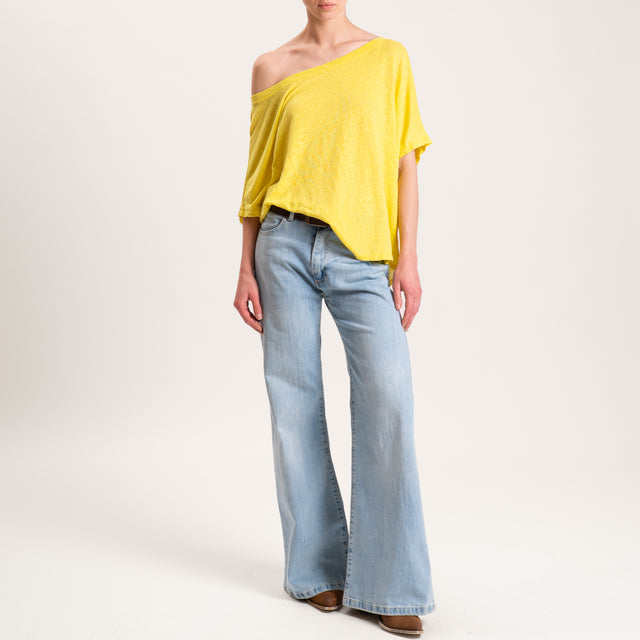 Zeroassoluto-T-shirt scatola in lino - lime