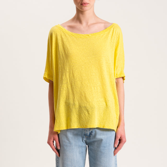 Zeroassoluto-T-shirt scatola in lino - lime