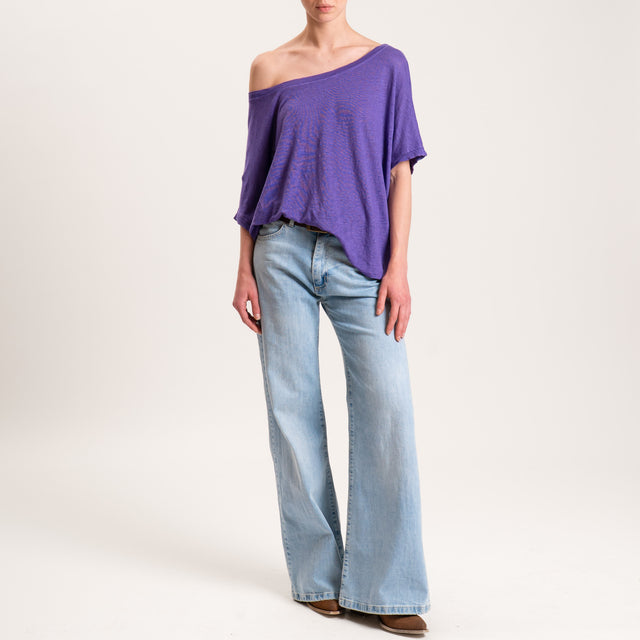 Zeroassoluto-T-shirt scatola in lino - peonia