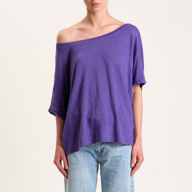 Zeroassoluto-T-shirt scatola in lino - peonia