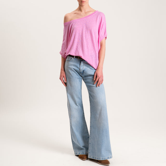 Zeroassoluto-T-shirt scatola in lino - pink