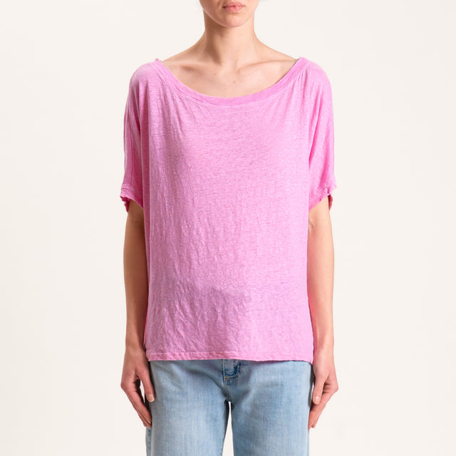 Zeroassoluto-T-shirt scatola in lino - pink