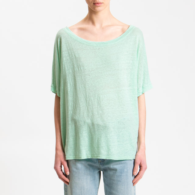 Zeroassoluto-T-shirt scatola in lino - acqua