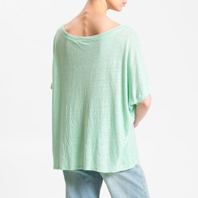 Zeroassoluto-T-shirt scatola in lino - acqua