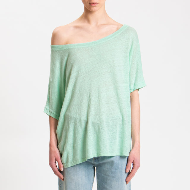Zeroassoluto-T-shirt scatola in lino - acqua