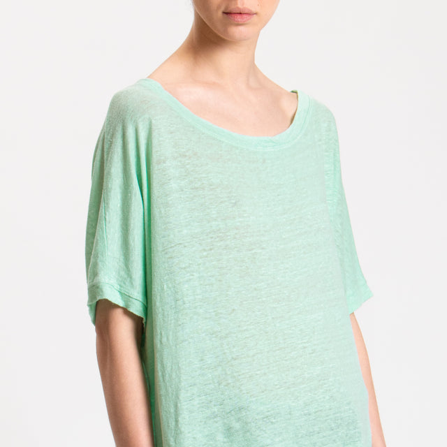 Zeroassoluto-T-shirt scatola in lino - acqua