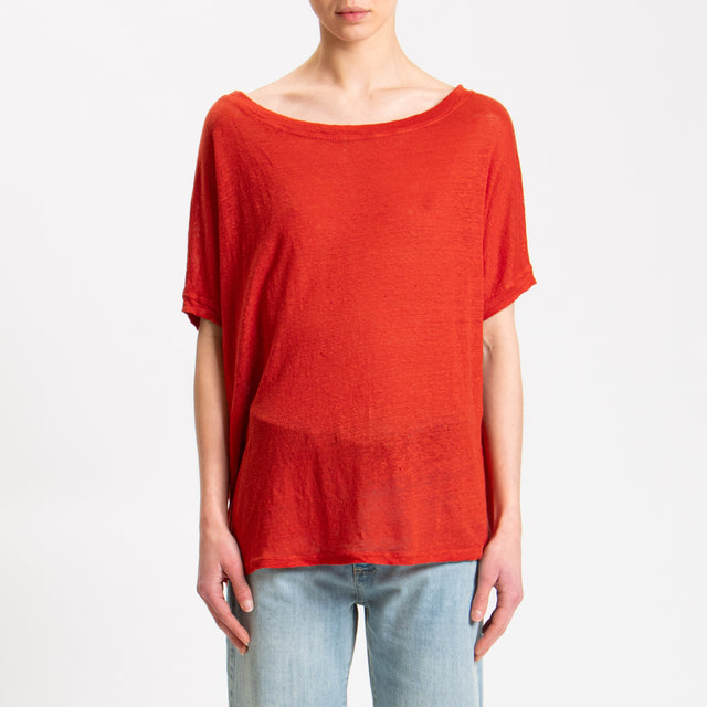 Zeroassoluto-T-shirt scatola in lino - aperol