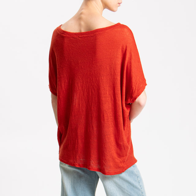 Zeroassoluto-T-shirt scatola in lino - aperol