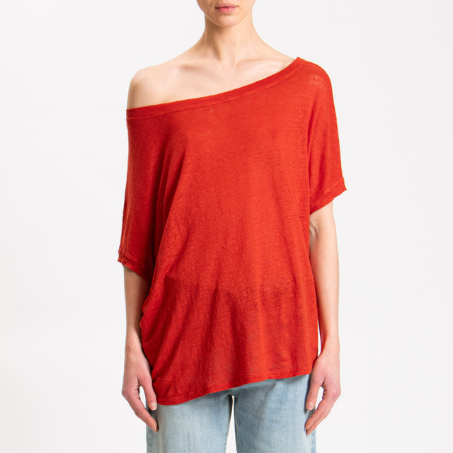 Zeroassoluto-T-shirt scatola in lino - aperol