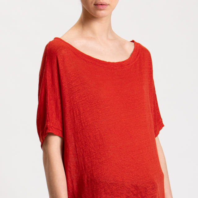 Zeroassoluto-T-shirt scatola in lino - aperol