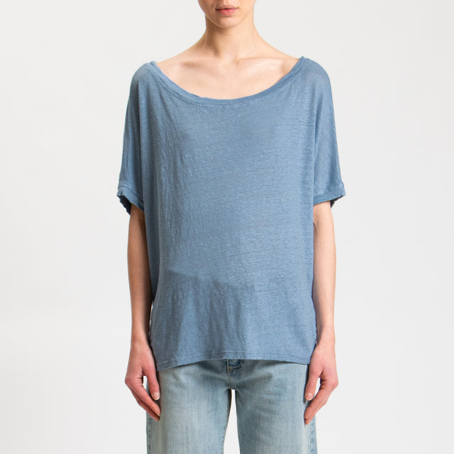 Zeroassoluto-T-shirt scatola in lino - jeans