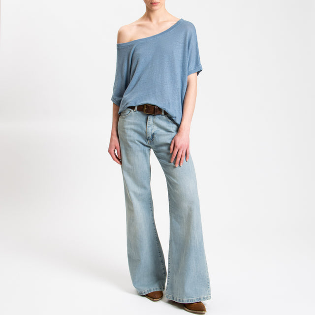 Zeroassoluto-T-shirt scatola in lino - jeans