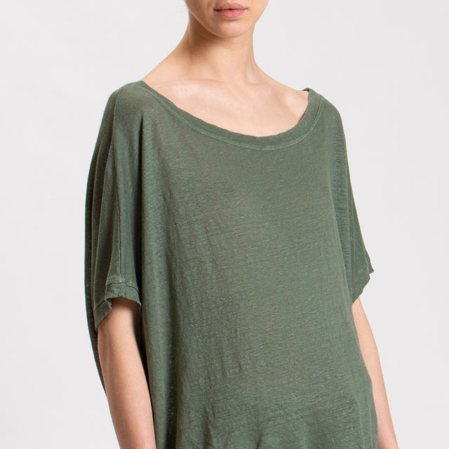 Zeroassoluto-T-shirt scatola in lino - militare