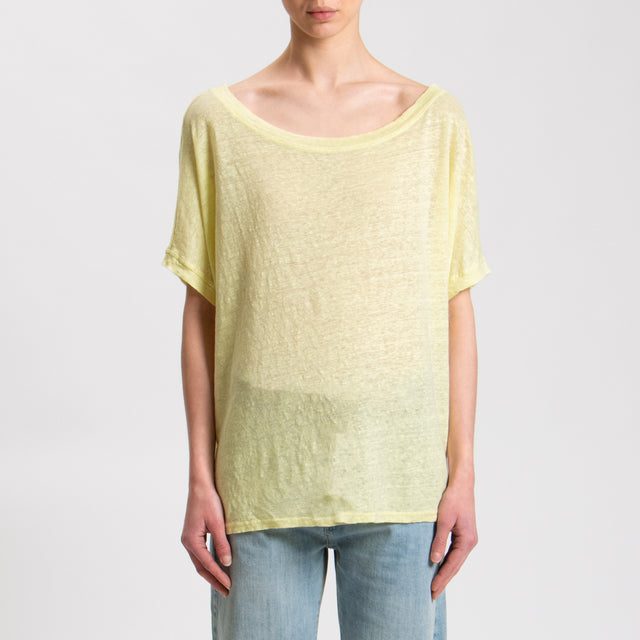 Zeroassoluto-T-shirt scatola in lino - mimosa