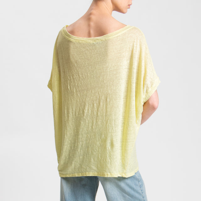 Zeroassoluto-T-shirt scatola in lino - mimosa