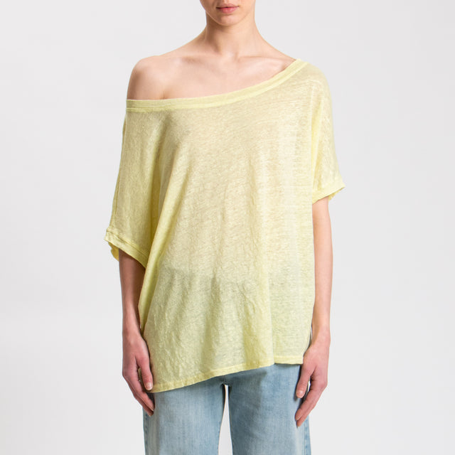 Zeroassoluto-T-shirt scatola in lino - mimosa