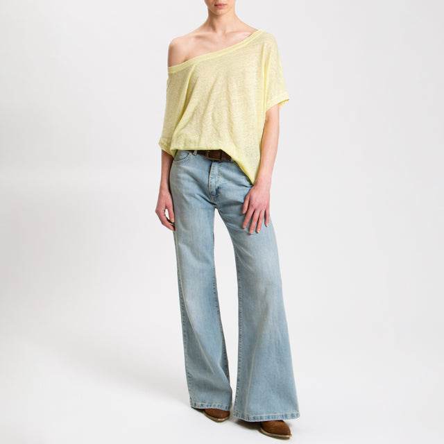 Zeroassoluto-T-shirt scatola in lino - mimosa