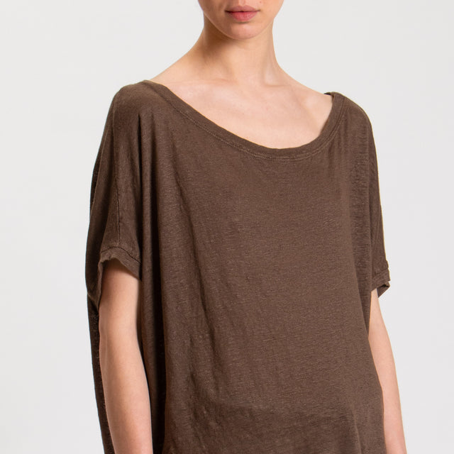 Zeroassoluto-T-shirt scatola in lino - moka