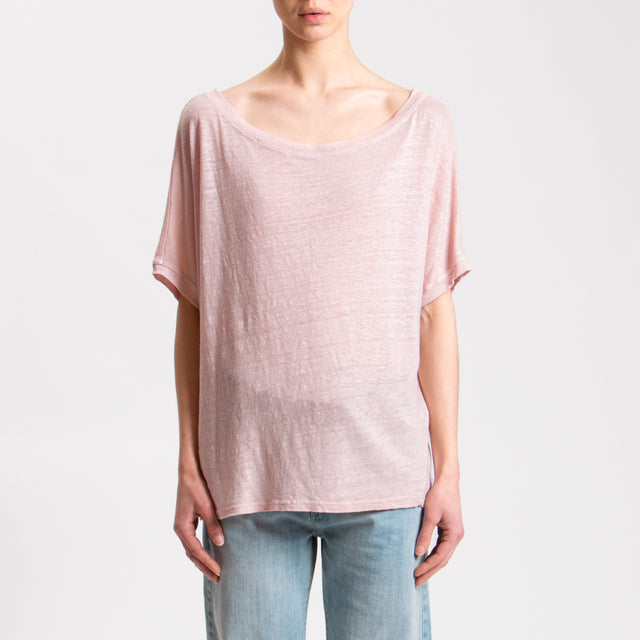 Zeroassoluto-T-shirt scatola in lino - cipria