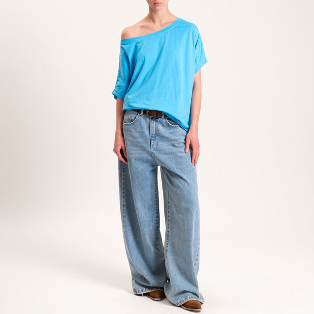 Zeroassoluto-T-shirt scatola in cotone - turchese