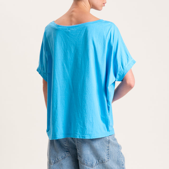 Zeroassoluto-T-shirt scatola in cotone - turchese