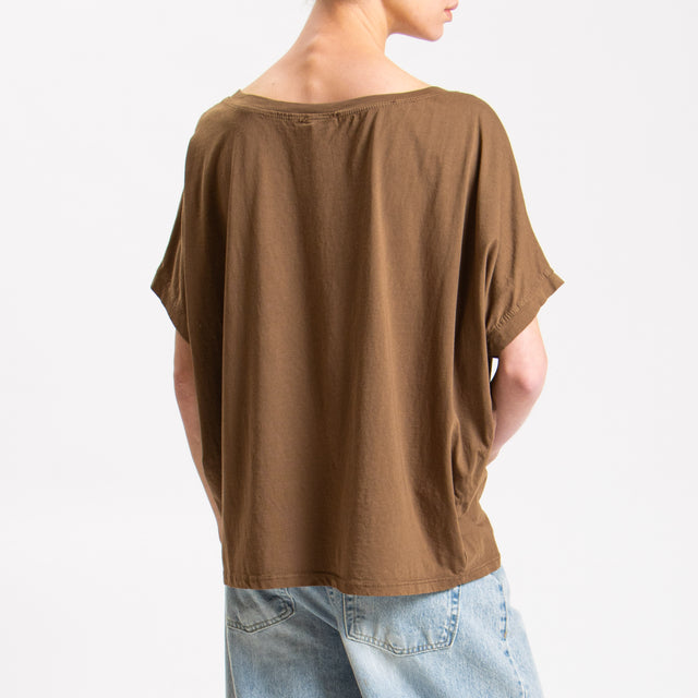 Zeroassoluto-T-shirt scatola in cotone - moka