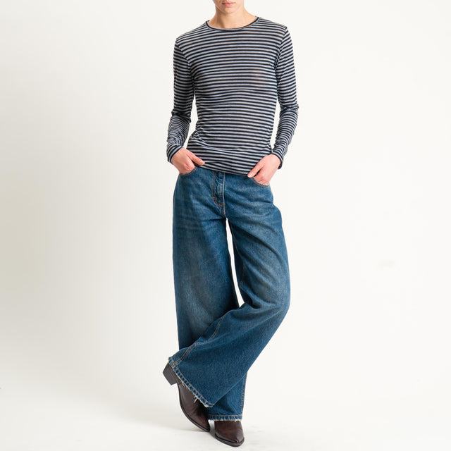 Zeroassoluto-T-shirt girocollo MISTO CASHMERE ultra light - grigio/nero