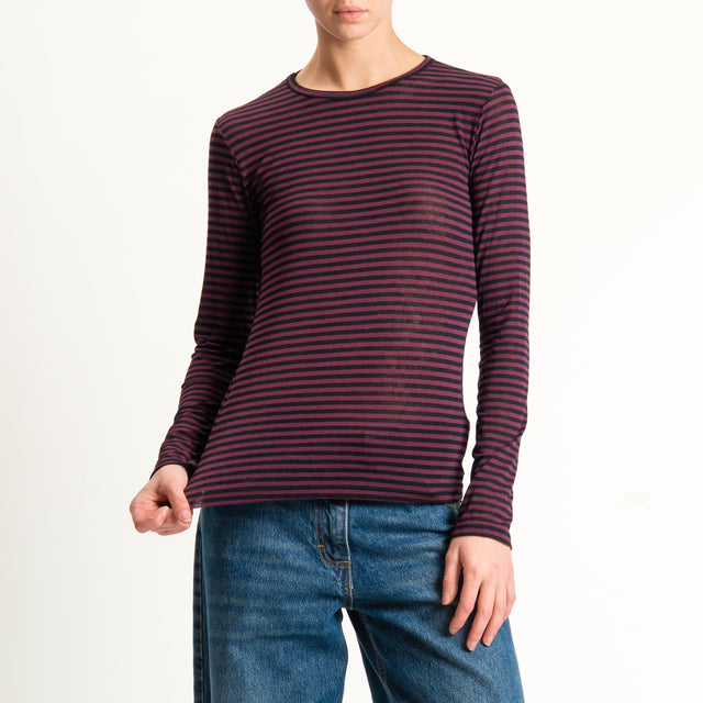 Zeroassoluto-T-shirt girocollo MISTO CASHMERE ultra light - vino/nero