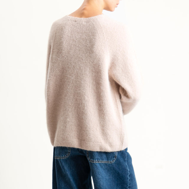 Zeroassoluto-Maglia scollo a v manica scesa BABY ALPACA SUPERFINE ELASTICIZZATA - beige