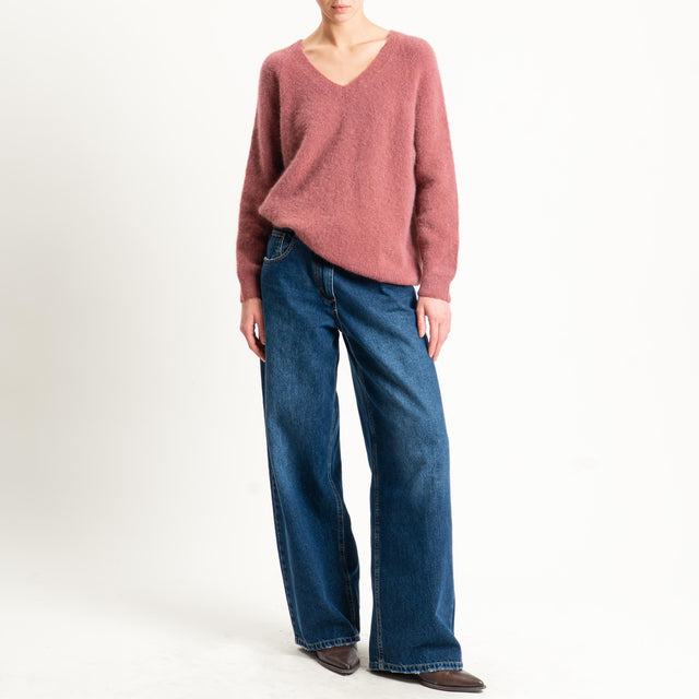 Zeroassoluto-Maglia scollo a v manica scesa BABY ALPACA SUPERFINE ELASTICIZZATA - blush