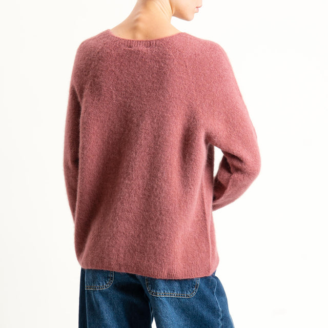 Zeroassoluto-Maglia scollo a v manica scesa BABY ALPACA SUPERFINE ELASTICIZZATA - blush