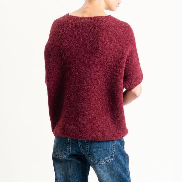 Zeroassoluto-Maglia scollo a v manica scesa BABY ALPACA SUPERFINE ELASTICIZZATA - Bordeaux