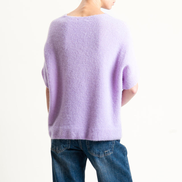 Zeroassoluto-Maglia scollo a v manica scesa BABY ALPACA SUPERFINE ELASTICIZZATA - lilla