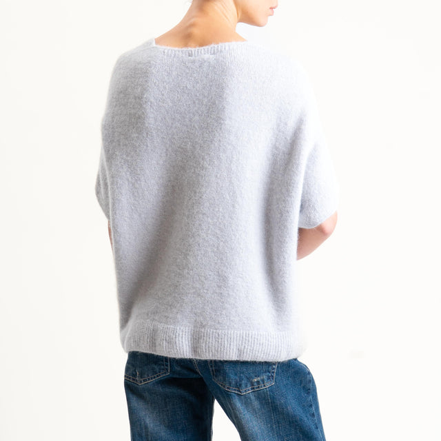 Zeroassoluto-Maglia scollo a v manica scesa BABY ALPACA SUPERFINE ELASTICIZZATA - perla