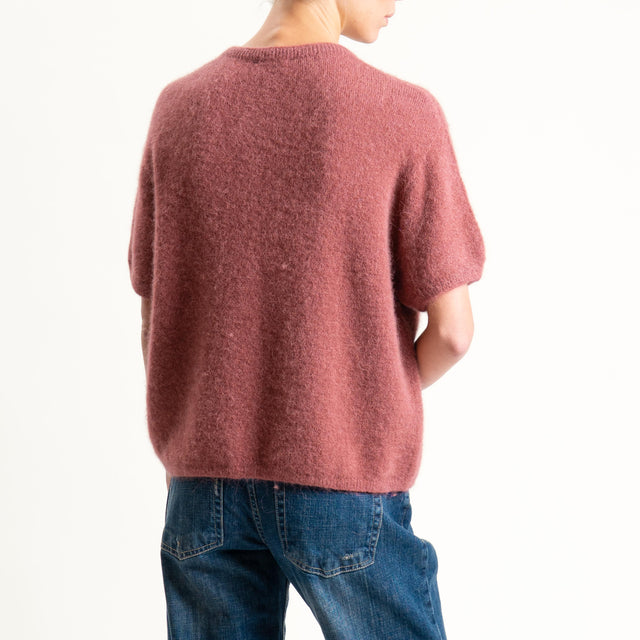 Zeroassoluto-Maglia girocollo mezza manica BABY ALPACA SUPERFINE ELASTICIZZATA - blush