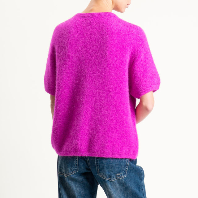 Zeroassoluto-Maglia girocollo mezza manica BABY ALPACA SUPERFINE ELASTICIZZATA - fucsia