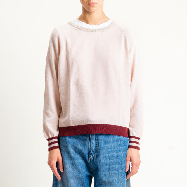 Zeroassoluto-Maglia misto cashmere - casha/cipria/vino