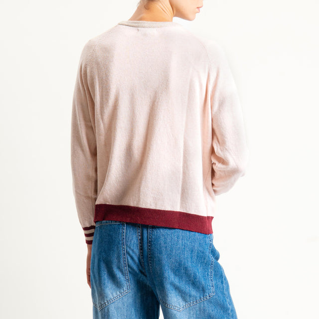 Zeroassoluto-Maglia misto cashmere - casha/cipria/vino