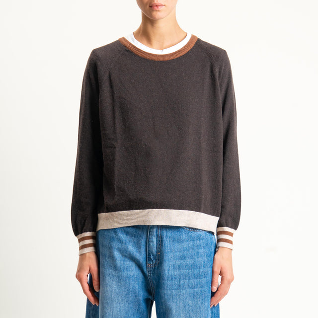 Zeroassoluto-Maglia misto cashmere - cioccolato/moro/casha
