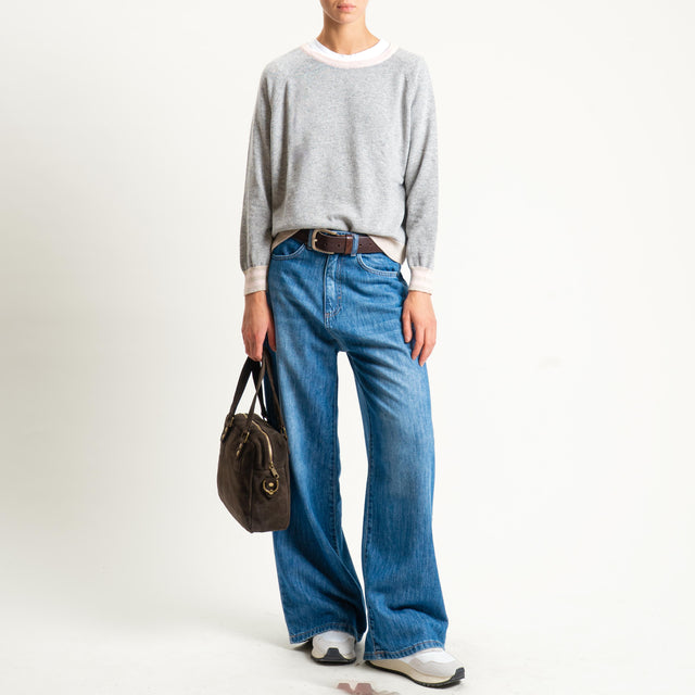 Zeroassoluto-Maglia misto cashmere - cipria/grigio/casha